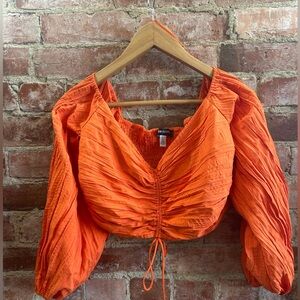 Urban Outfitters Orange Jessina Off-The-Shoulder Blouse Size Large